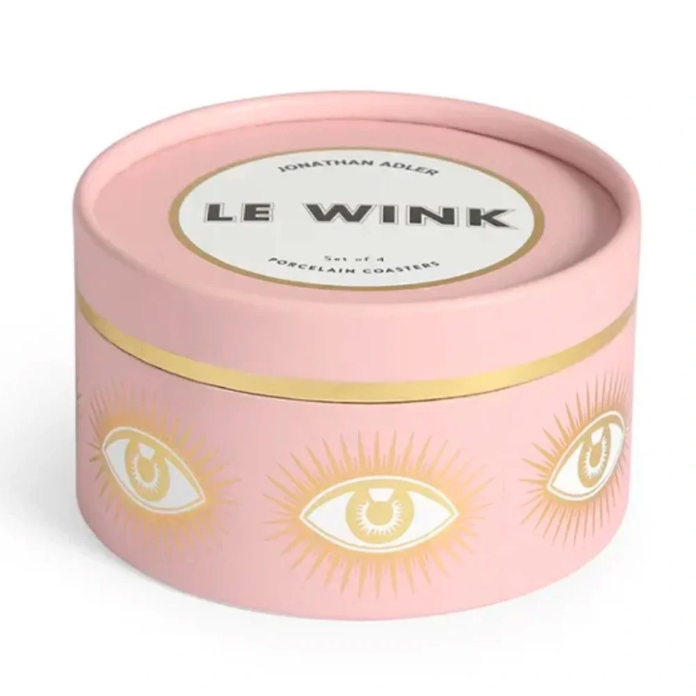 NEW Jonathan Adler Wink Pin Gold Evil Eye Coaster Set